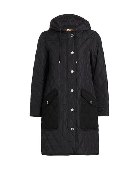 burberry diamond quilted mid length hooded coat|Burberry brit quilted lightweight coat.